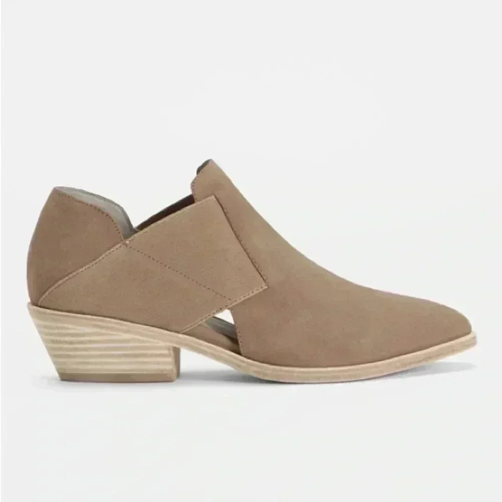 Eileen fisher classic slip on low top leather booties sz. 8.5 minimalist office